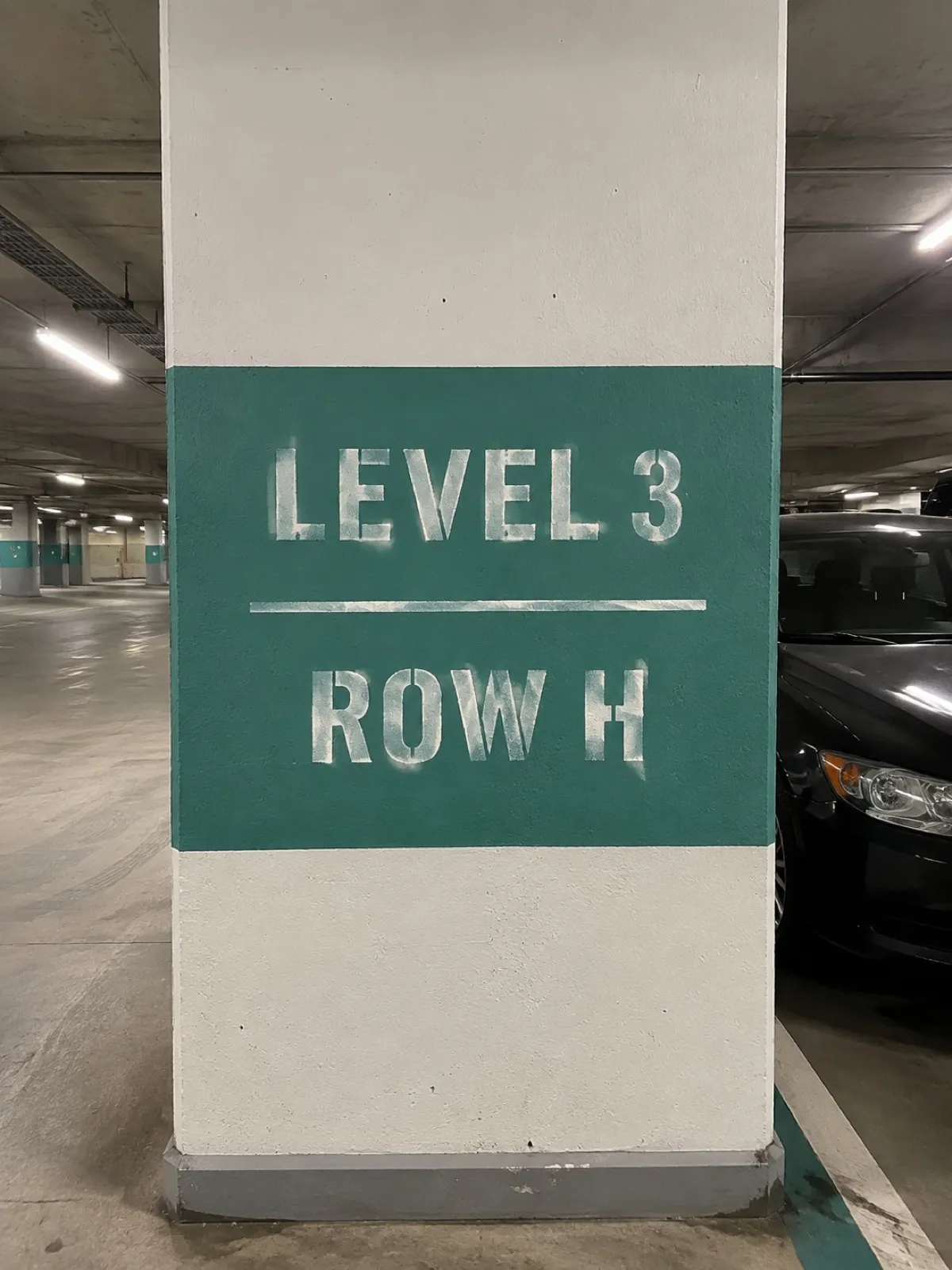 A car park level and row sign